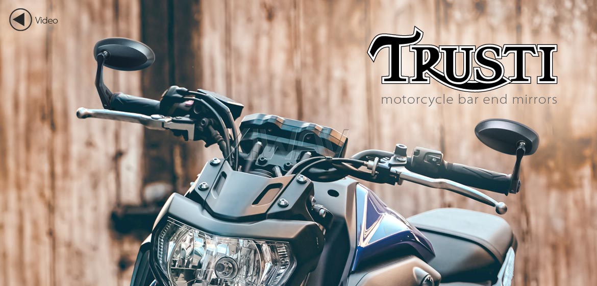 KiWAV motorcycle aluminum bar end mirrors Trusti black compatible for 7/8 inch hollow end handlebar motorcycles