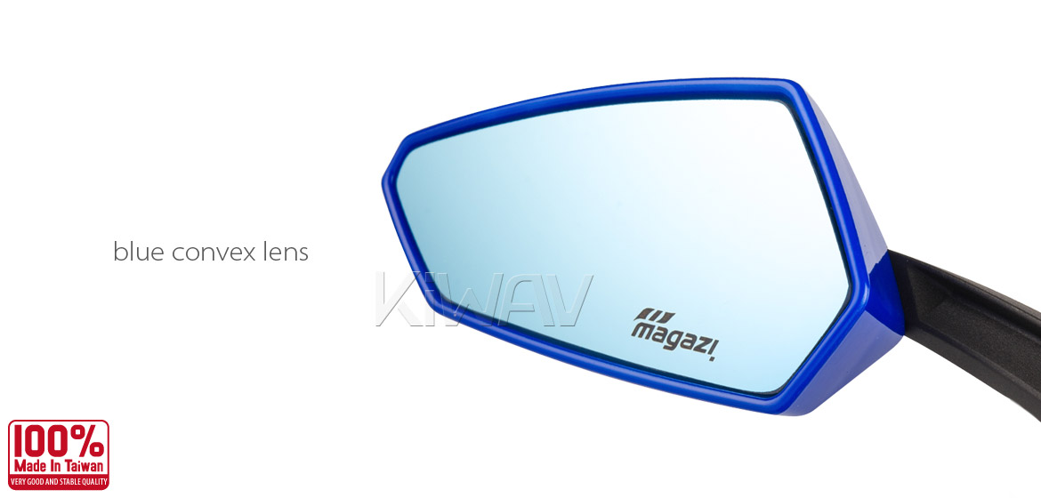 KiWAV Tulip blue motorcycle mirrors universal fit Magazi