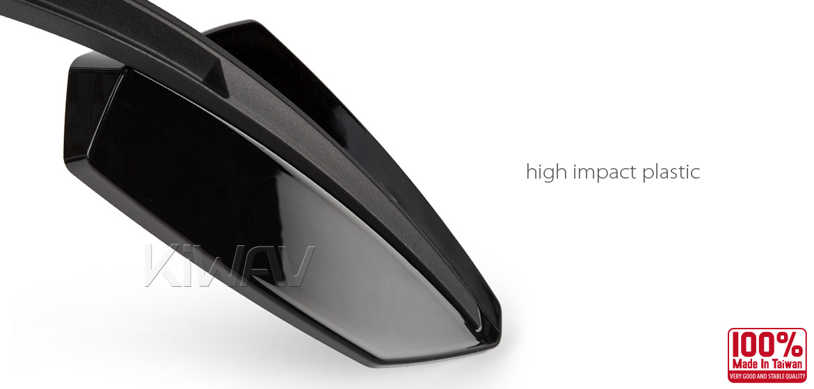 KiWAV Tulip glossy black motorcycle mirrors universal fit Magazi