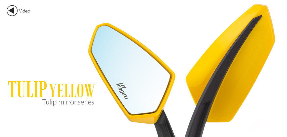 KiWAV Tulip yellow motorcycle mirrors universal fit Magazi