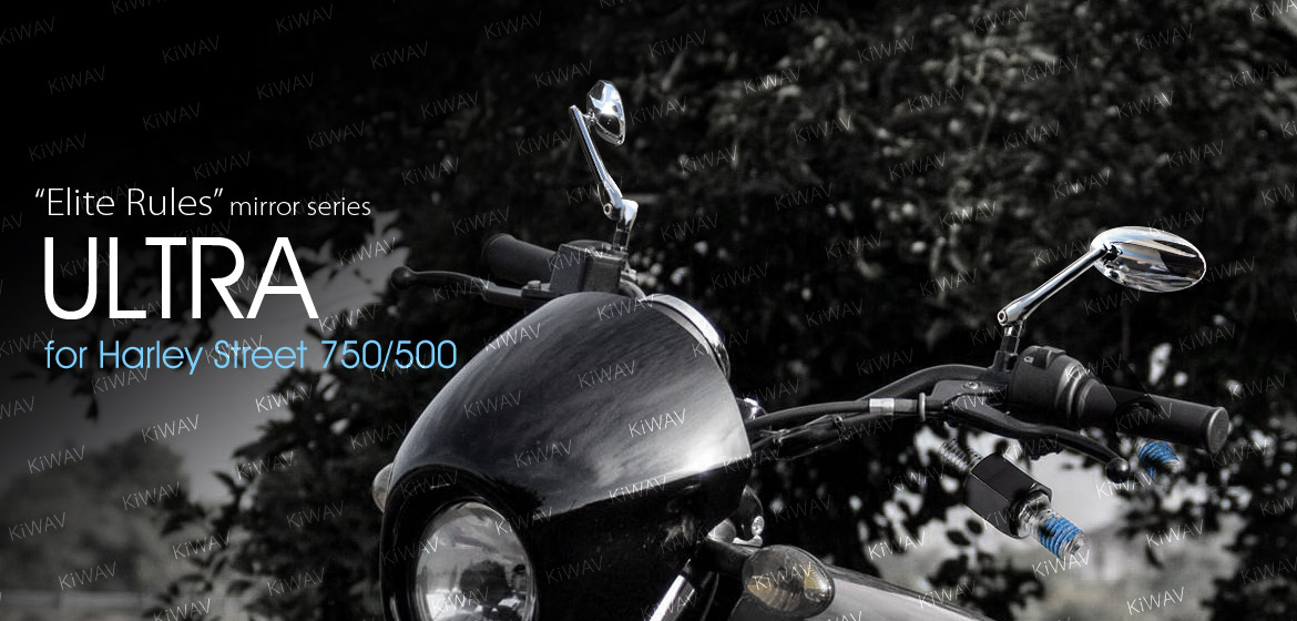 KiWAV motorcycle mirrors Ultra chrome for Harley Street 750 500