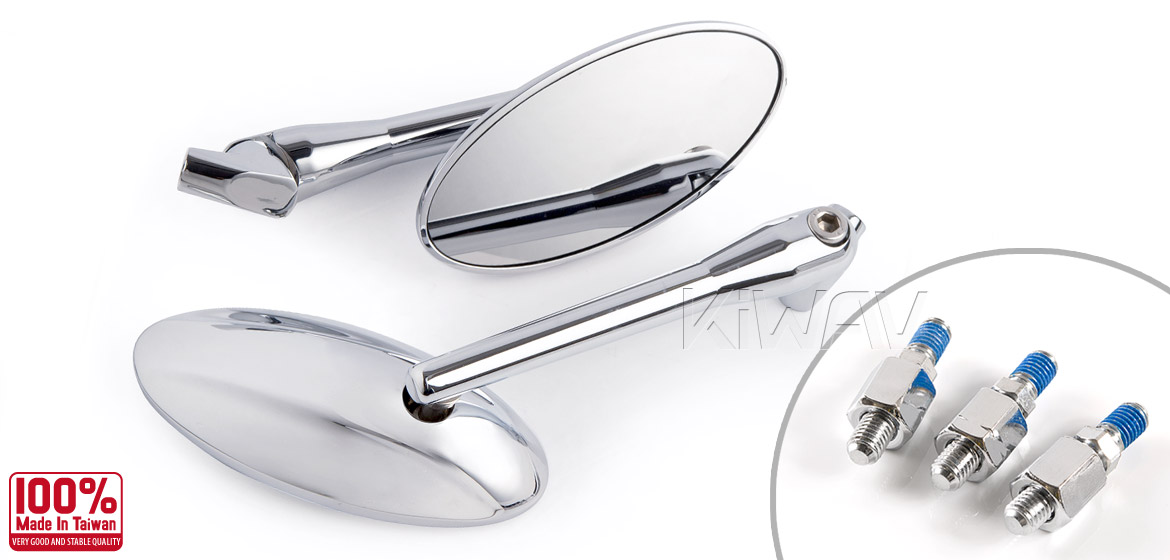 KiWAV motorcycle mirrors Ultra chrome for scooter
