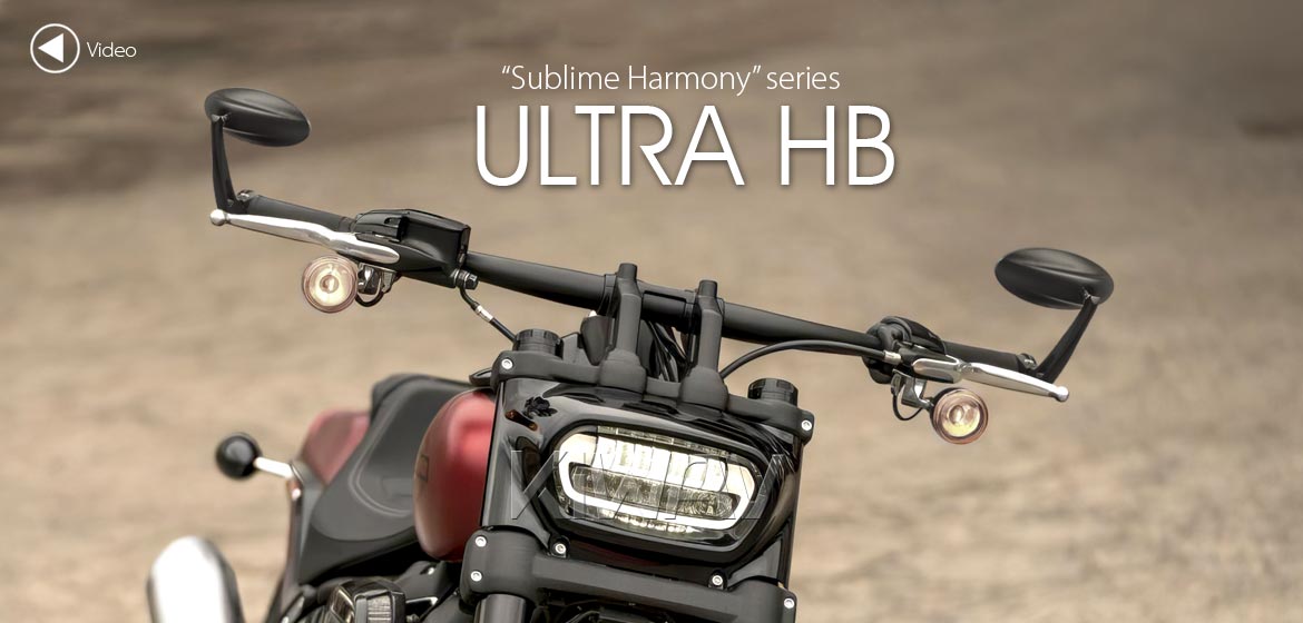 KiWAV Ultra black motorcycle bar end mirrors compatible for Harley Sportster Dyna Softail XG street