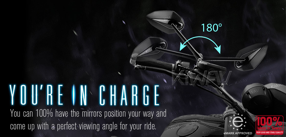 KiWAV motorcycle mirrors Venom black 8mm for scooter Magazi