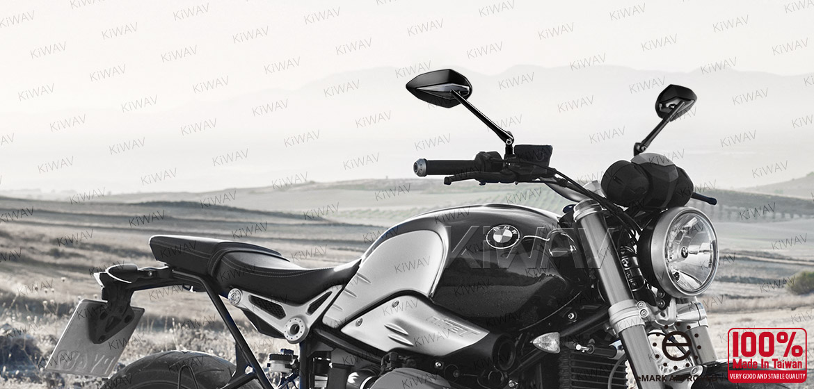 KiWAV motorcycle mirrors Venom black for BMW 10mm 1.5 pitch Magazi