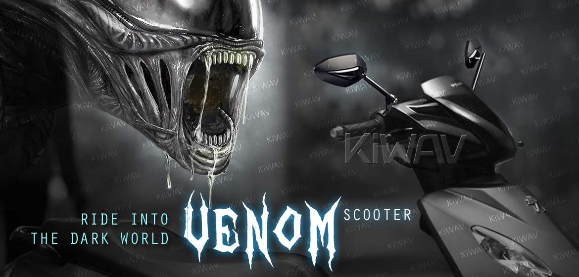 KiWAV motorcycle mirrors Venom black 8mm for scooter Magazi