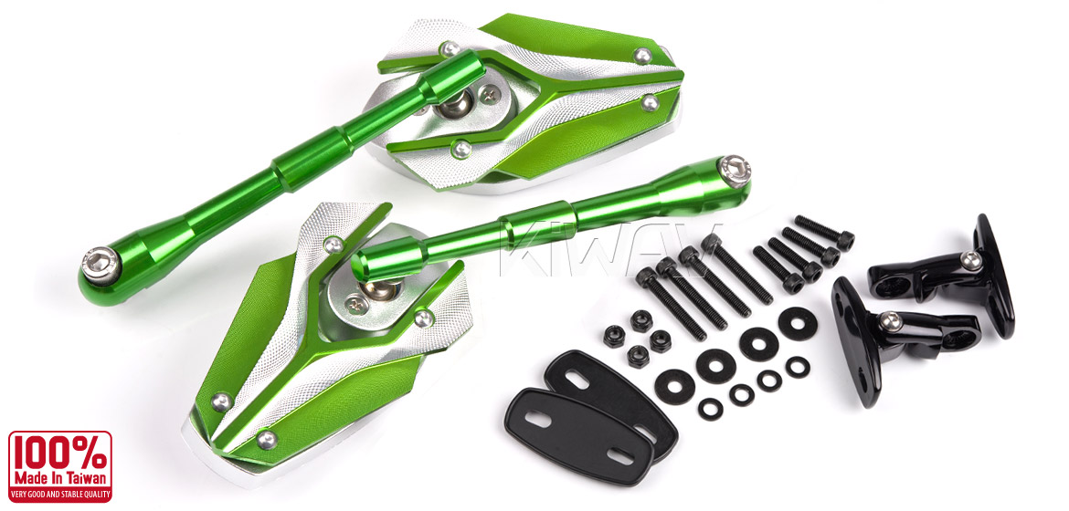 KiWAV Magazi Viper motorcycle mirrors sportsbike green