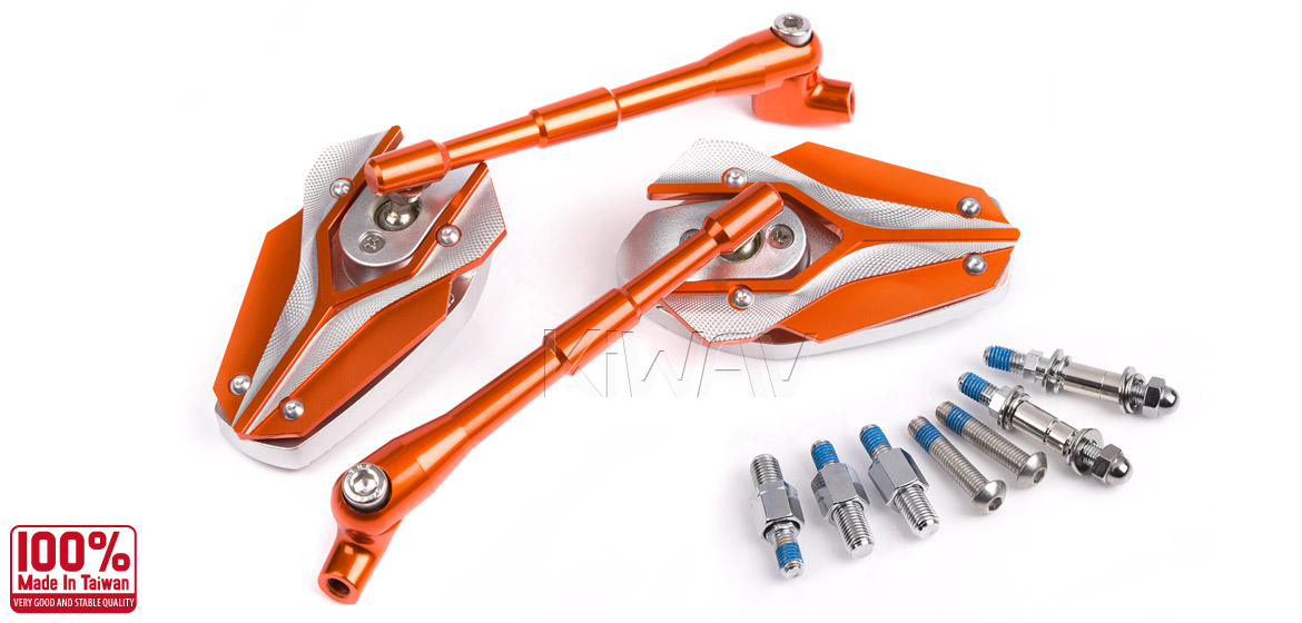 KiWAV Magazi Viper motorcycle mirrors universal orange