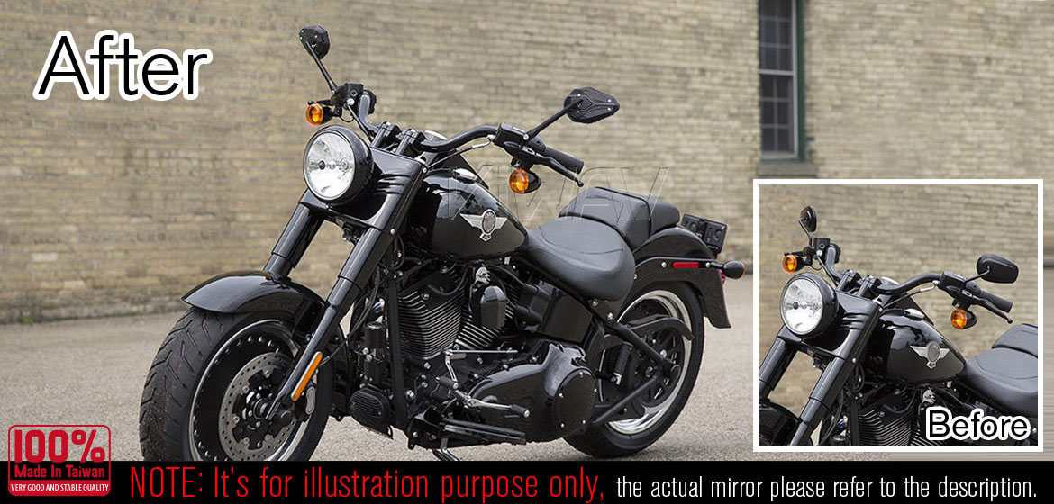 KiWAV ViperII Bblack motorcycle mirrors compatible for BMW motorcycles
