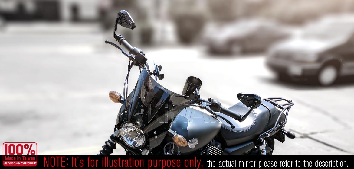 KiWAV motorcycle bar end mirrors ViperII black for 1inch hollow end handlebars