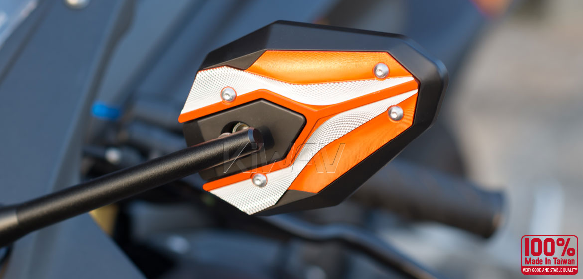 KiWAV motorcycle ViperII orange Sportsbike Mirrors With Black Base for sportsbike