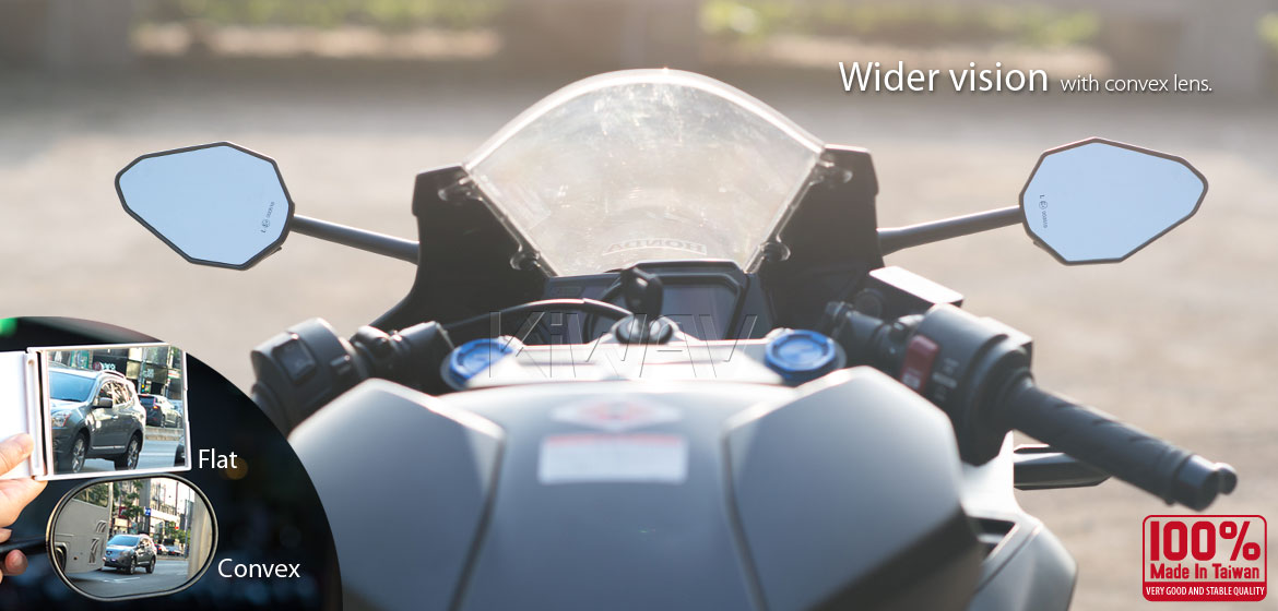 KiWAV motorcycle ViperII Blue Sportsbike Mirrors With Black Base for sportsbike