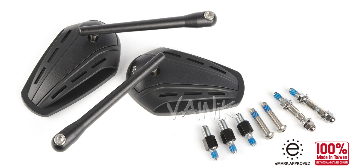 VAWiK black mirror ZIPPER style aluminum stem fits Harley