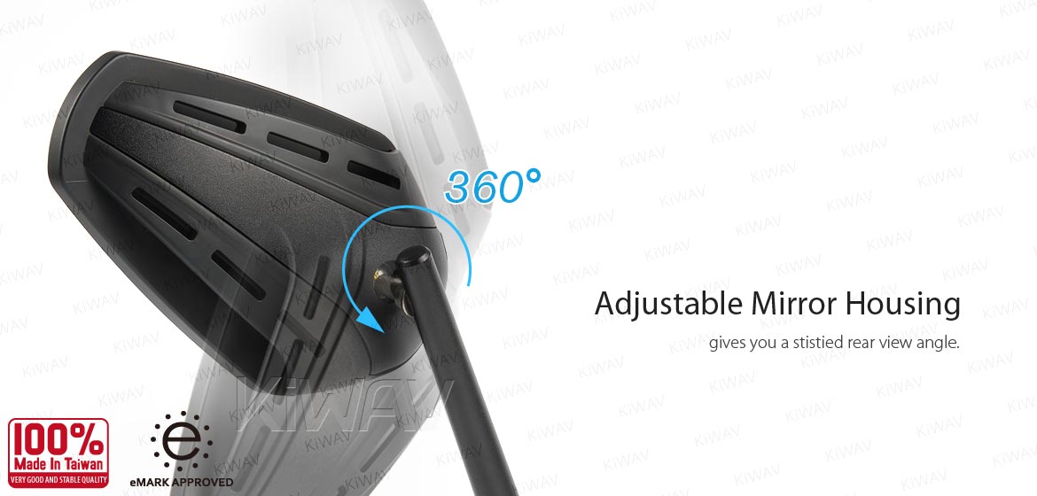KiWAV motorcycle mirrors ZipperS3 black fairing mount w/ new ver. chrome adapter