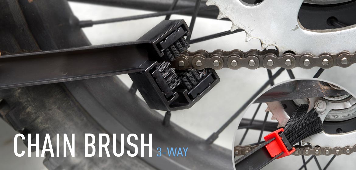 KiWAV motorcycle chain scrubber 3 way brush