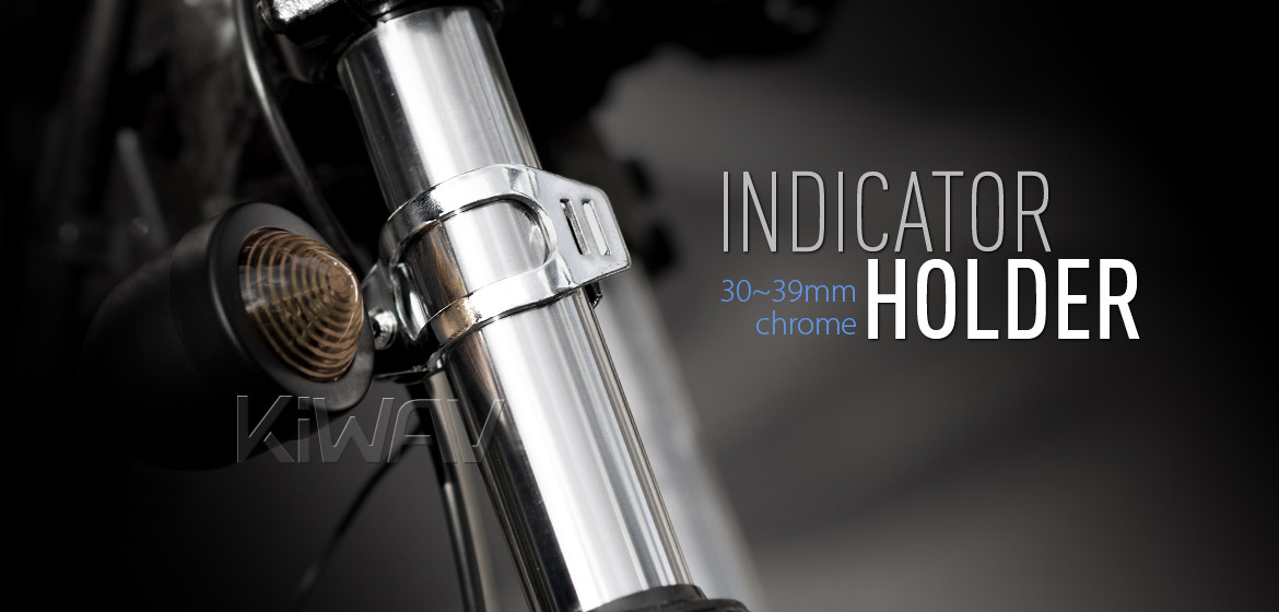 KiWAV Motorcycle Indicator turn signal Bracket Holder Fork Chrome 30~39mm
