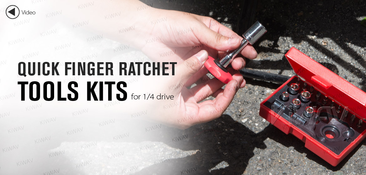 KiWAV 18 pcs quick finger ratchet tools kits for 1/4 drive