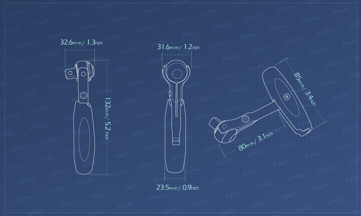 KiWAV Measurement graph of 2 way handle with 3/8 drive swivel ratchet head