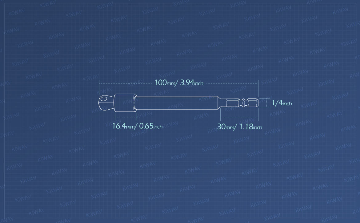 KiWAV Measurement graph of 3/8 inch dual-tilt square drive socket adapter 100mm