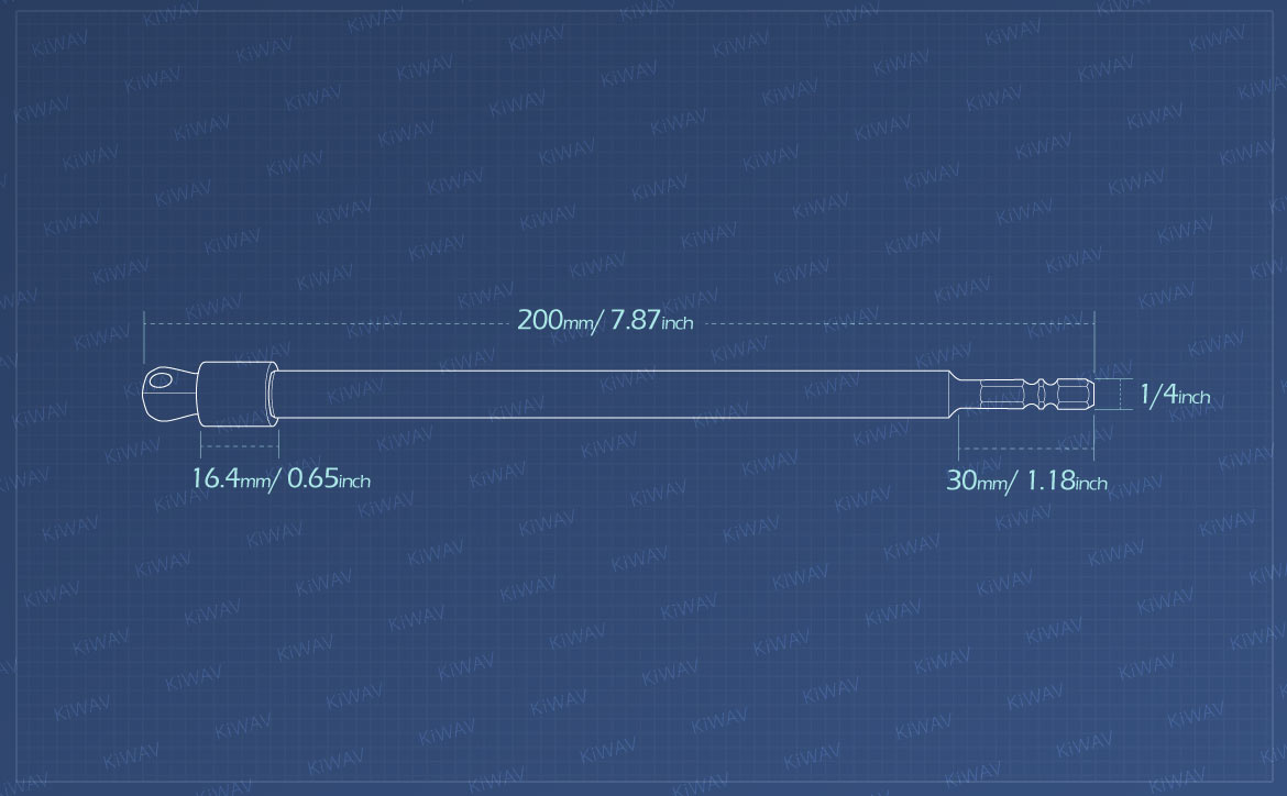 KiWAV Measurement graph of 3/8 inch dual-tilt square drive socket adapter 200mm