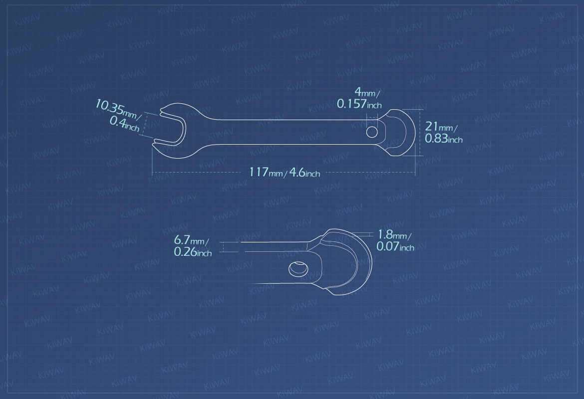 Measurement of KiWAV 10mm insulated wrench with flat end for lead acid battery removal