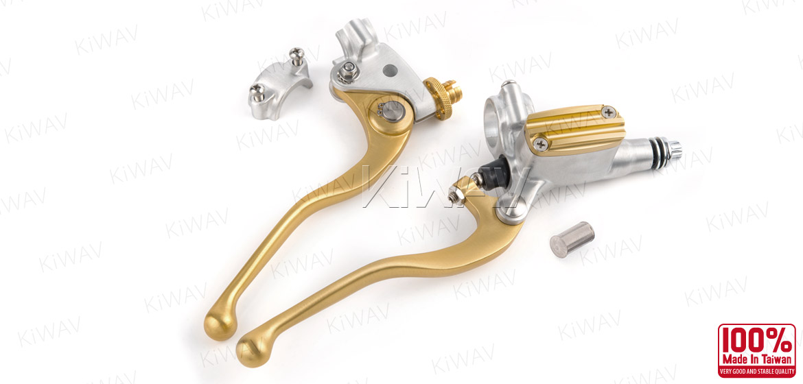 KiWAV Vintage hand control with mechanical clutch & hydraulic brake for 1 inch handlebar silver gold