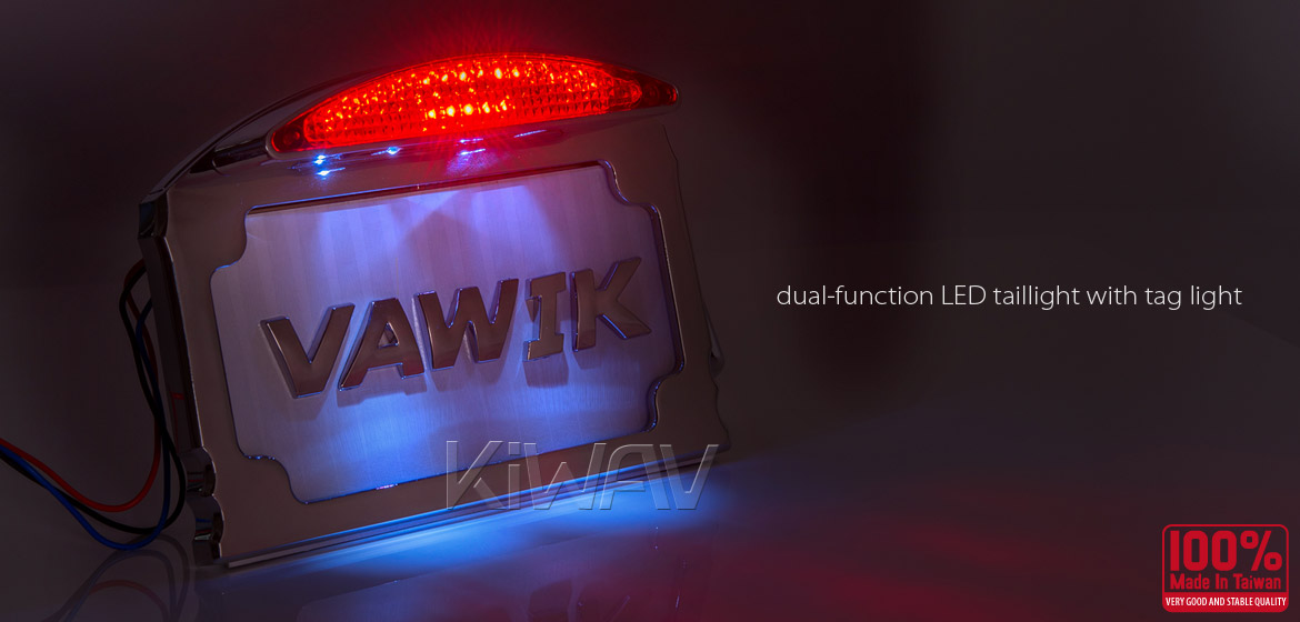 KiWAV Half Moon Swingarm Mount Side LED Taillight License Plate