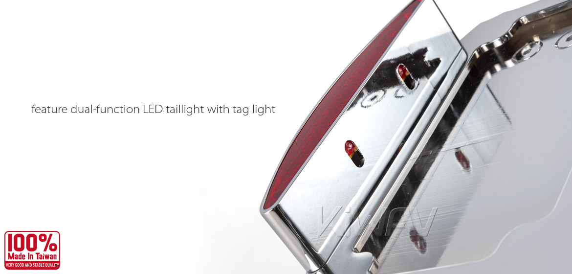 KiWAV Half Moon Swingarm Mount Side LED Taillight License Plate