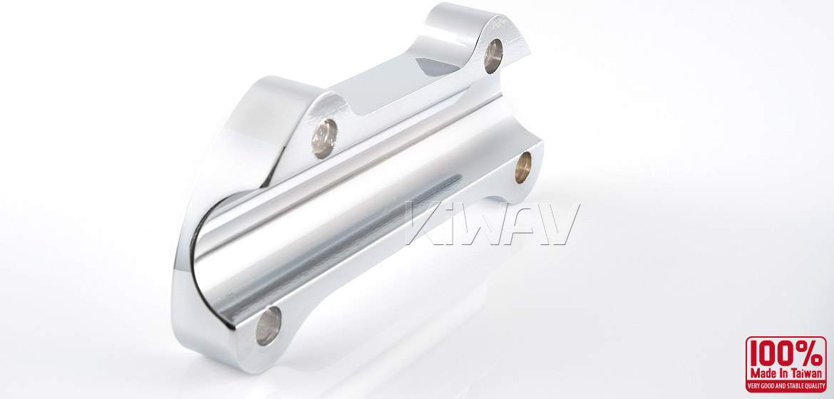 KiWAV Aluminum Finned Top Upper Custom Clamp for Harley Bike 1 inch Handlebar chrome
