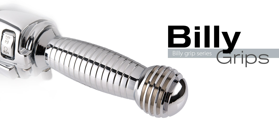 grips: Billy handlebar Grips chrome compatible with Harley Davidson