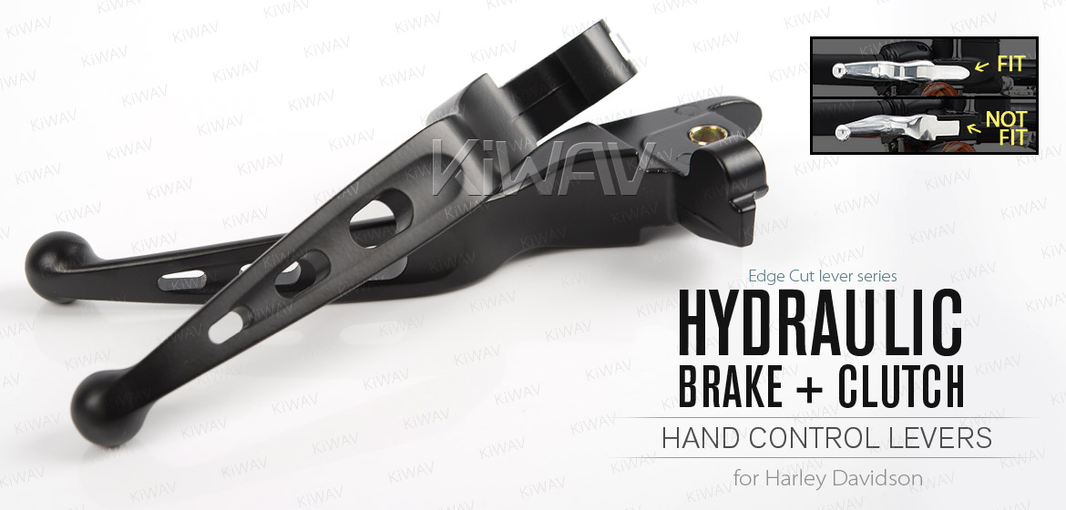 KiWAV hydraulic brake clutch hand control levers edgecut cut 3 black harley davidson '14-'16 Touring models