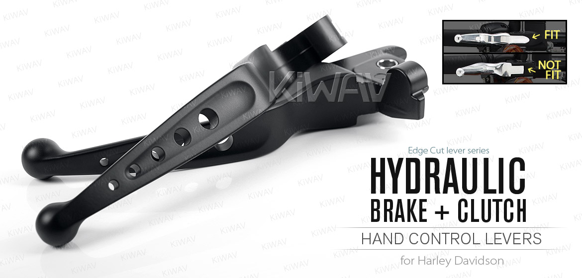 KiWAV hydraulic brake clutch hand control levers edgecut cut 5 black harley davidson '14-'16 Touring models