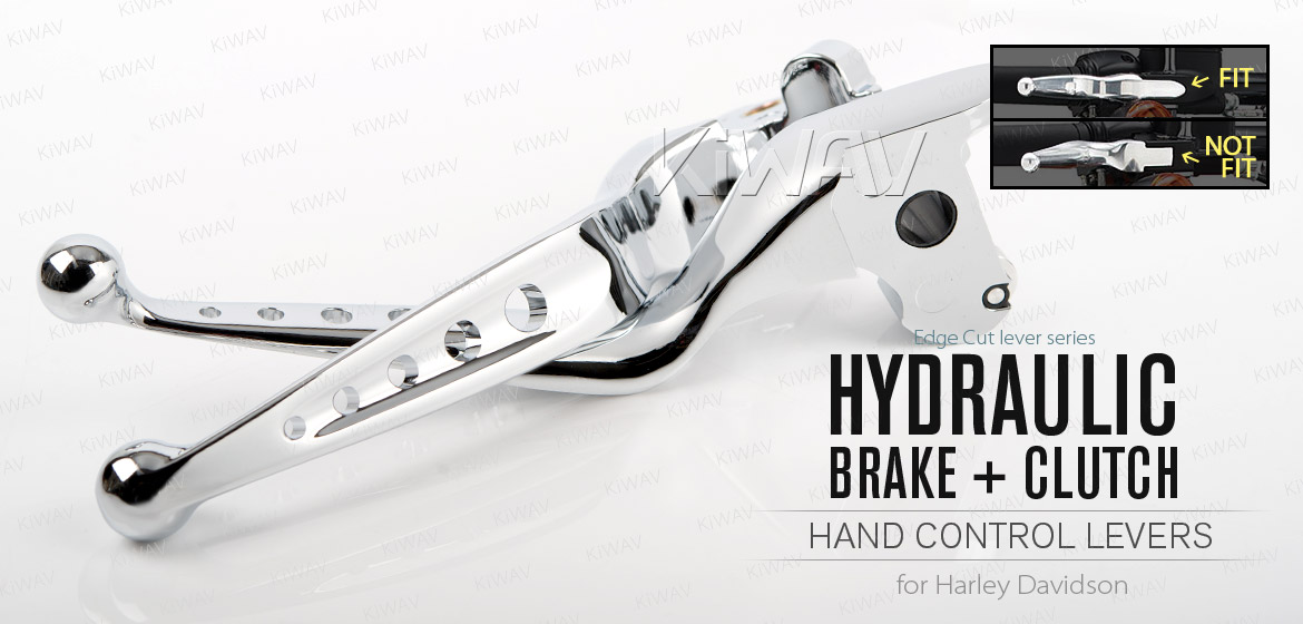 KiWAV hydraulic brake clutch hand control levers edgecut cut 5 chrome harley davidson '14-'16 Touring models
