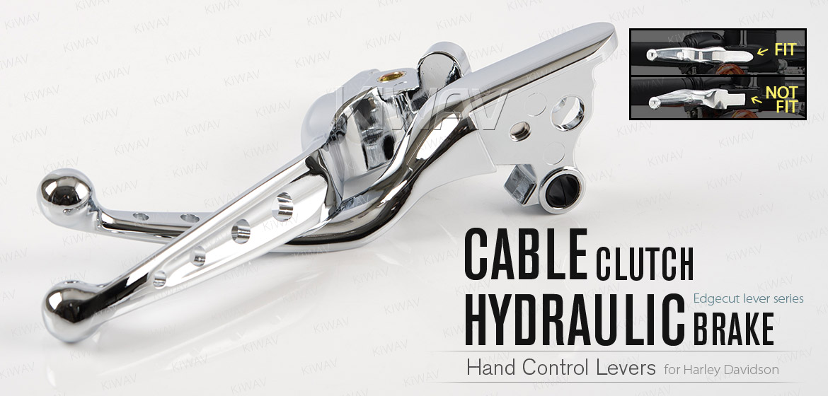 KiWAV hydraulic brake and cable clutch hand control levers edgecut cut 4 chrome harley davidson '08-'13 Touring & Trike models
