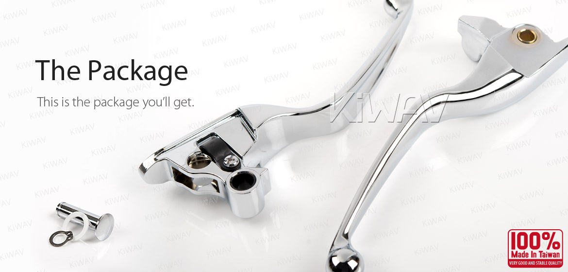 KiWAV hydraulic brake and cable clutch hand control levers clean look chrome harley davidson '08-'13 Touring & Trike models