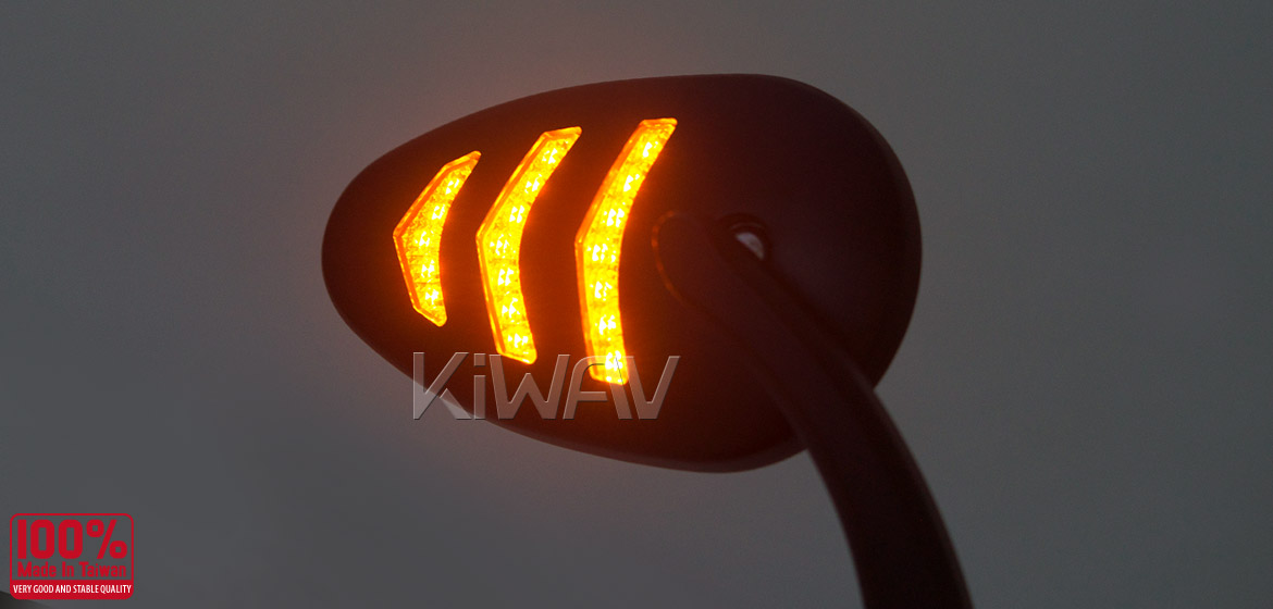 KiWAV Arrow LED black motorcycle mirrors fit harley davidson