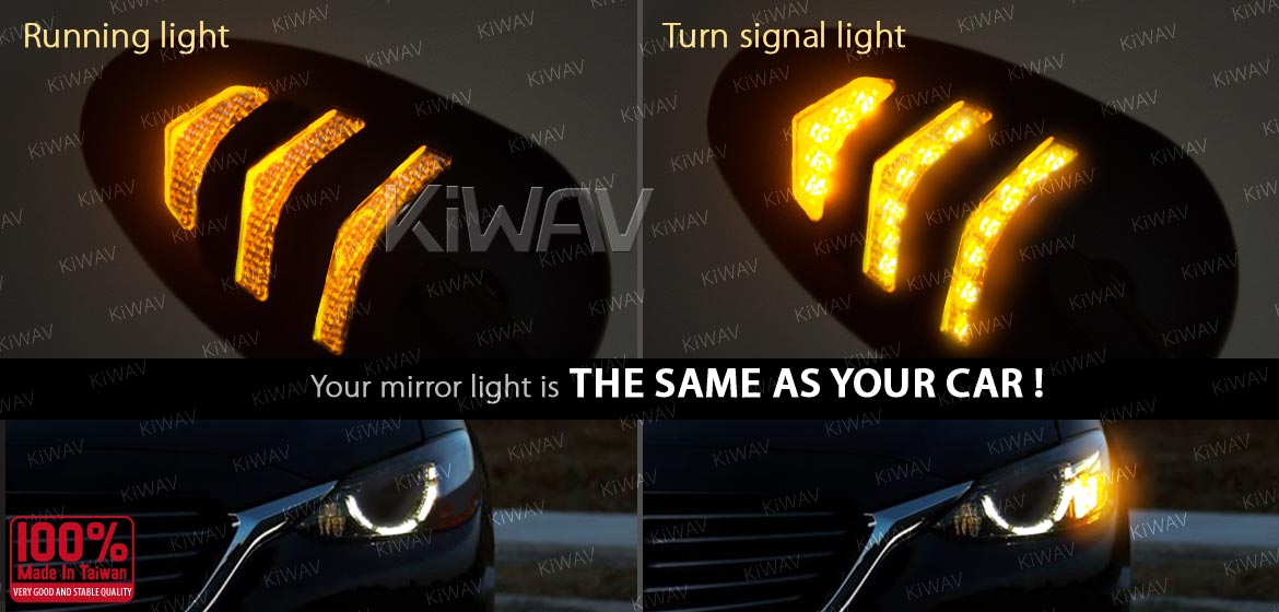 KiWAV Arrow LED black motorcycle mirrors fit harley davidson