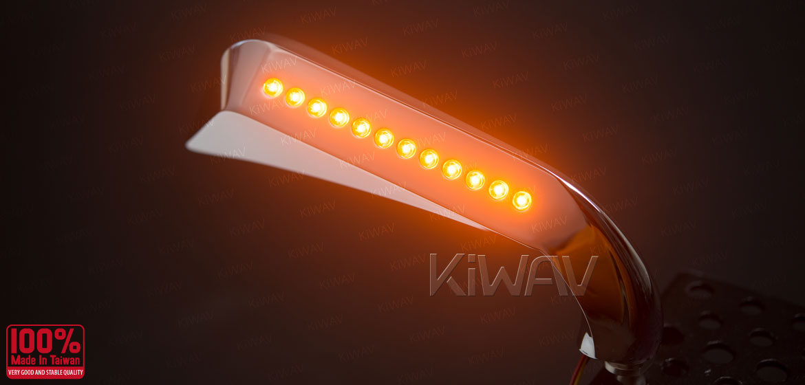 KiWAV motorcycle mirrors AxeLED chrome harley