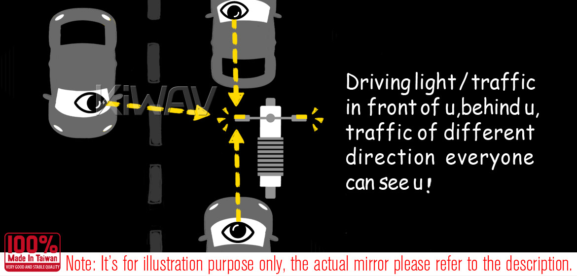 KiWAV Flash LED black motorcycle mirrors fit harley davidson
