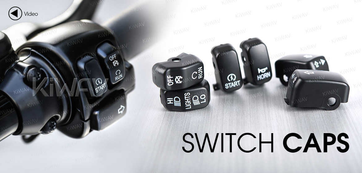 KiWAV switch caps black 6 pcs black for harley davidson 96up XL,XR Dyna FLHR 