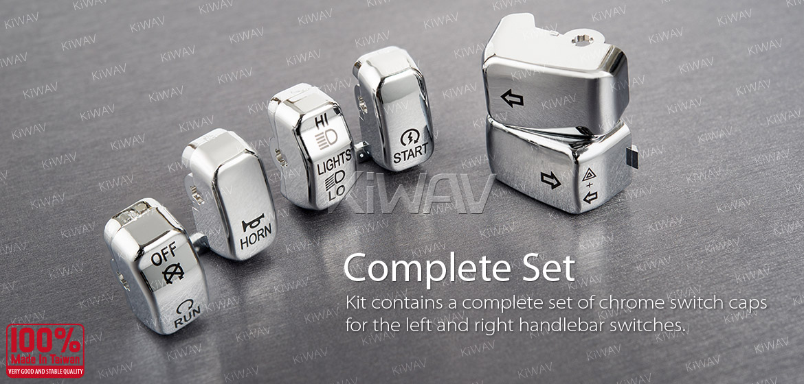 KiWAV switch caps chrome 6 pcs chrome for harley davidson 96up XL,XR Dyna FLHR 