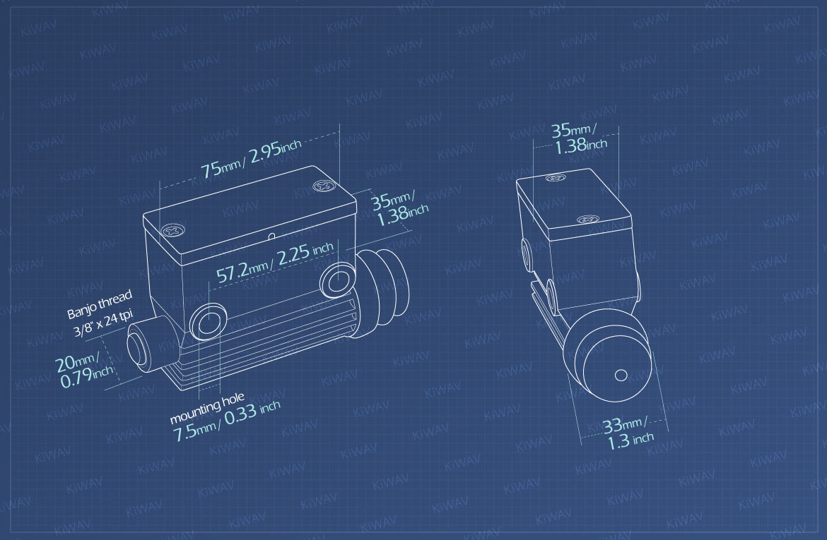 Measurement of KiWAV Kelsey style master cylinder