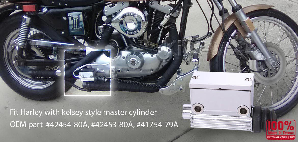 KiWAV Harley rear brake Kelsey style master cylinder 3/4 inch