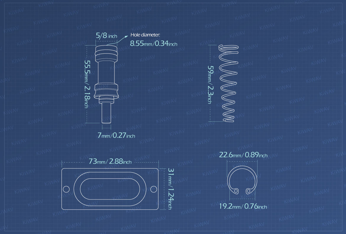 Measurement of KiWAV rear master cylinder rebuild kit 5/8 inch bore
