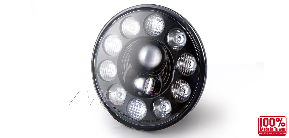 KiWAV car headlamp 7 inch black reflector