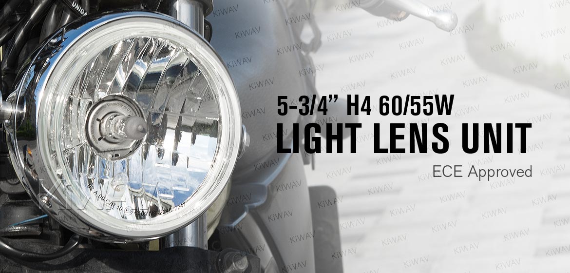KiWAV 5-3/4 inch H4 60/55W ECE right hand drive headlight lens unit