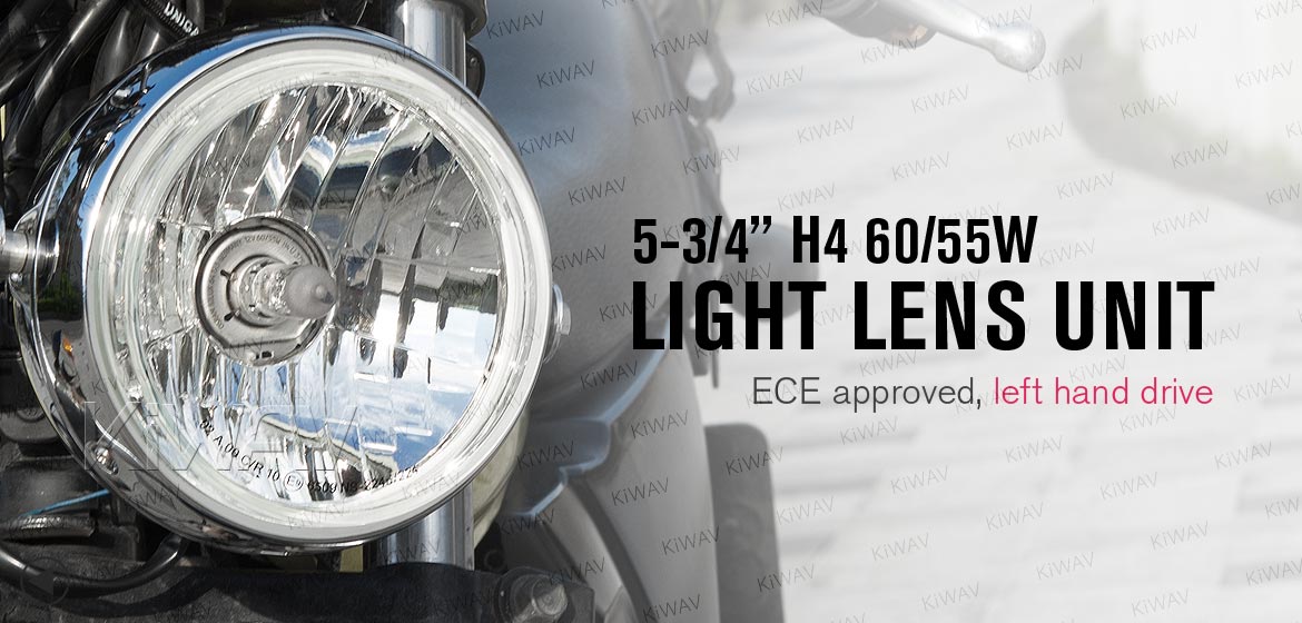 KiWAV 5-3/4 inch H4 60/55W ECE left hand drive headlight lens unit