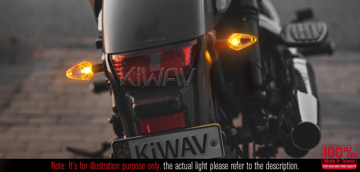 KiWAV motorcycle LED turn signals ClrVisible360 transparent body ECE a pair
