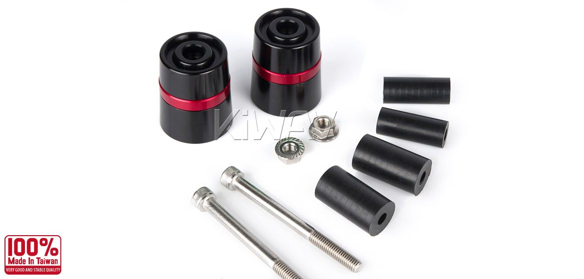 Magazi motorcycle red CNC aluminum bar ends rubber mount two-tone color style universal-06