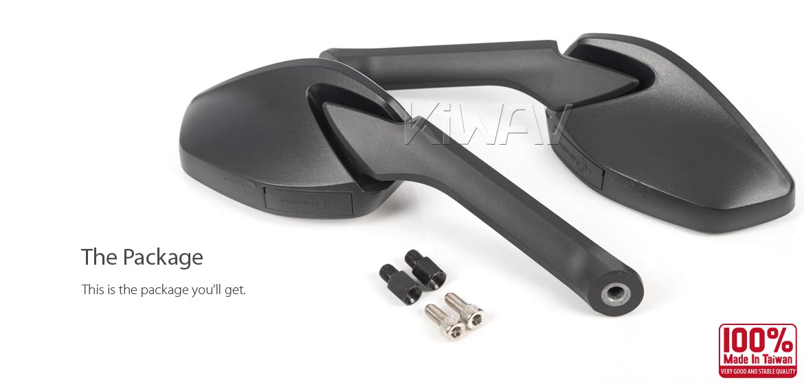 KiWAV rear view mirrors is universal fit for most M8/M10 mirror thread motorcycles, ATVs, custom vehicles